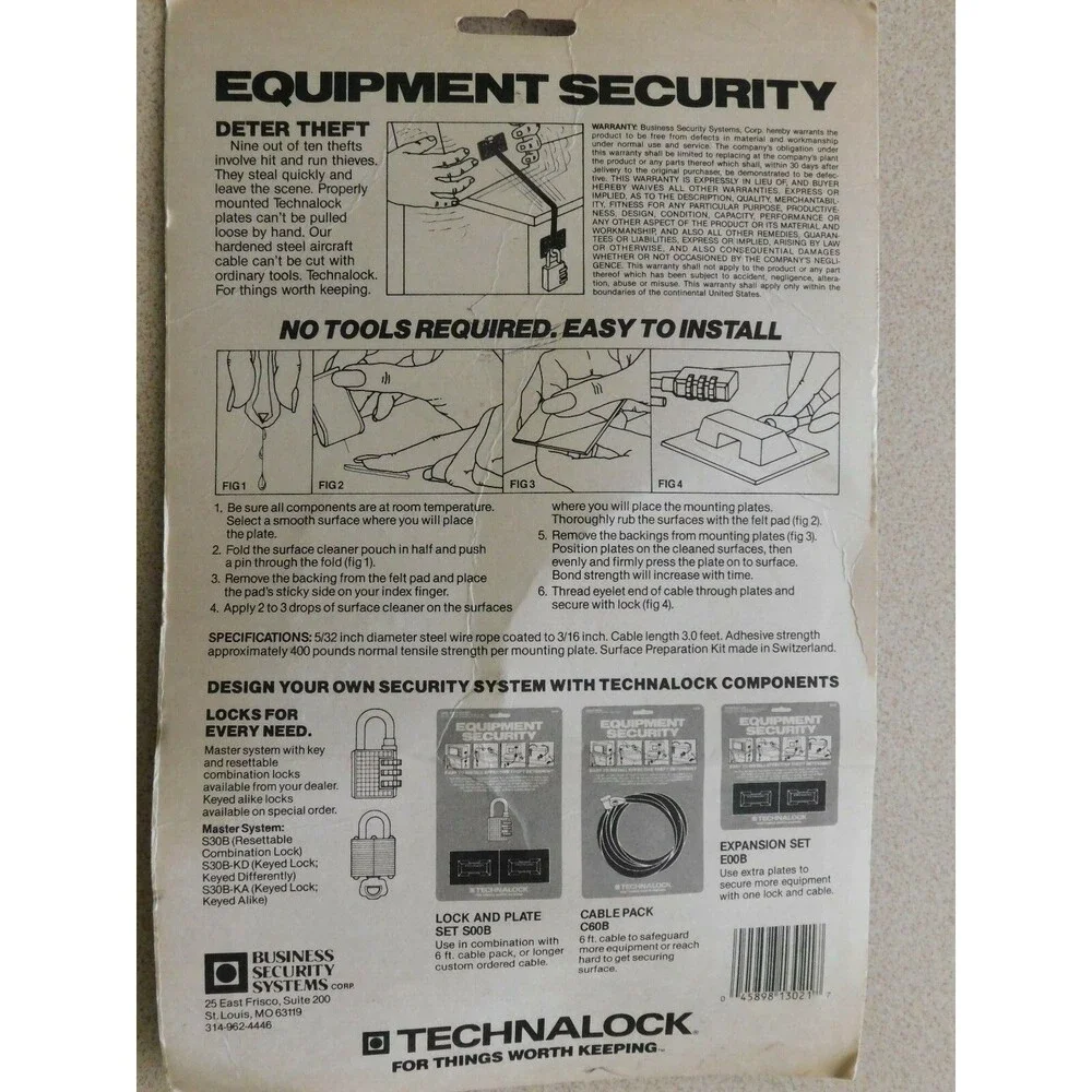 Technalock Equipment Security: Easy to Install Effective Theft Deterrent (S30B)